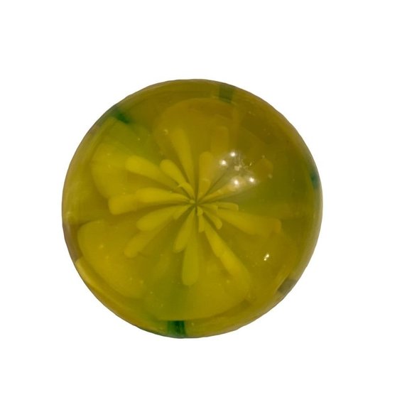 Round Globe Paperweight Yellow Flower 2.2"d x 1.8"h - Picture 3 of 7